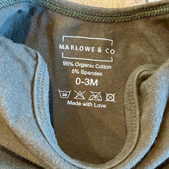 Marlowe & Co Green One Piece Baby Knotted Gown Organic Cotton - Picture 5 of 6